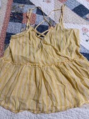 American Eagle Outfitters Yellow and White Striped Sleeveless Top